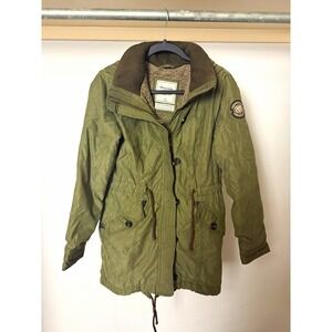 Abercrombie Fitch Vintage Olive Green Sherpa Lined Utility Parka Jacket Size M⁠
